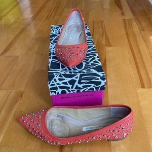 DVF orange studded ballet flats